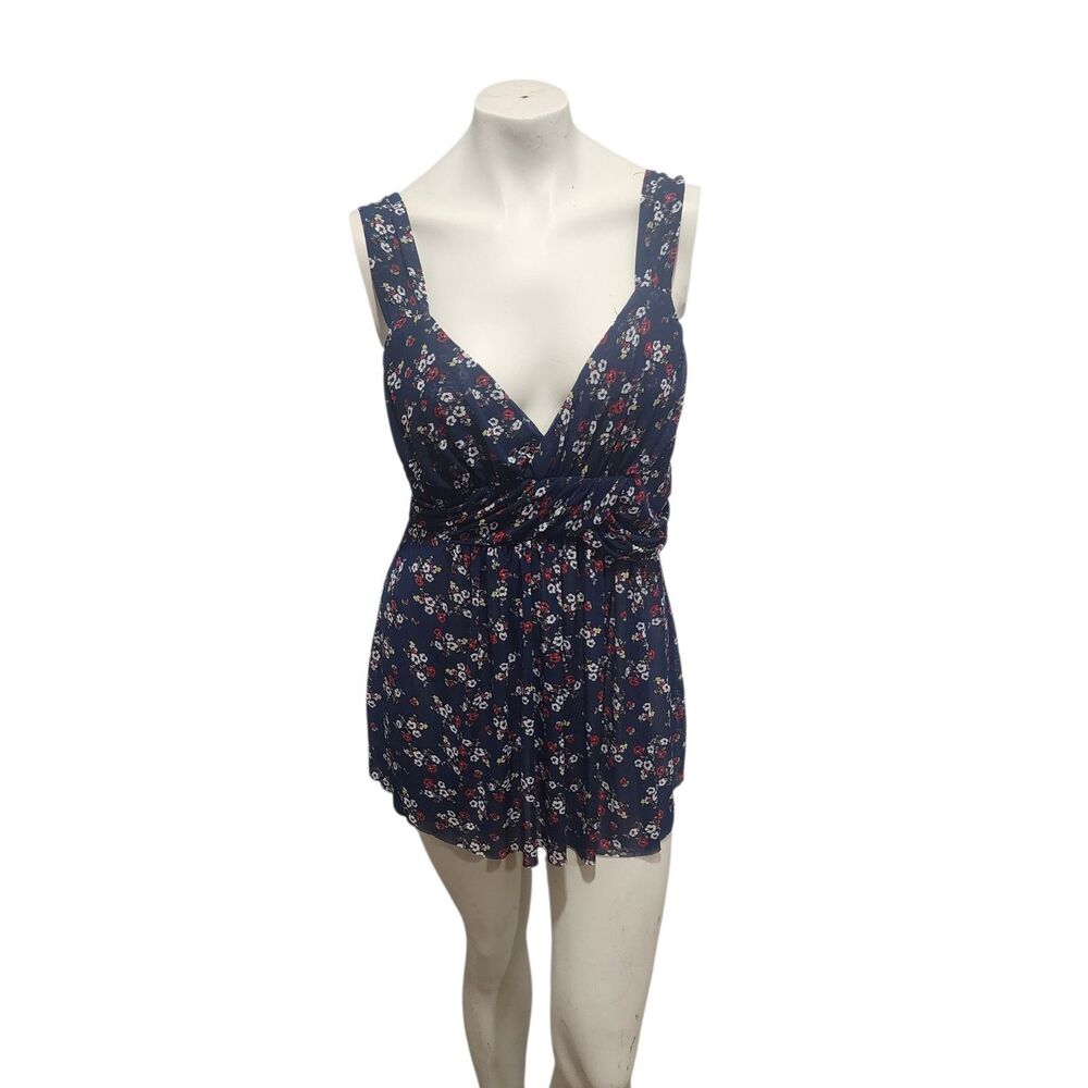 Wet Seal Floral Romper XL Navy‎ Mini Dress Boho Festival Cottagecore